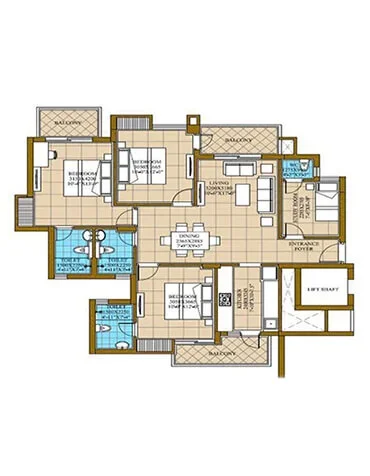 M3M Forestia West 2 BHK Utility Study Tower 1 Floor Plan